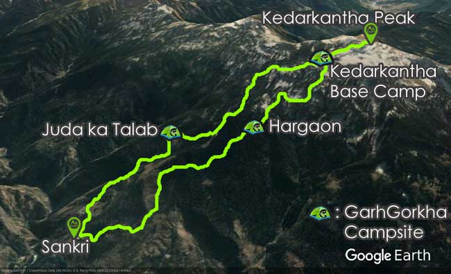 exclusive image map of kedarkantha trek